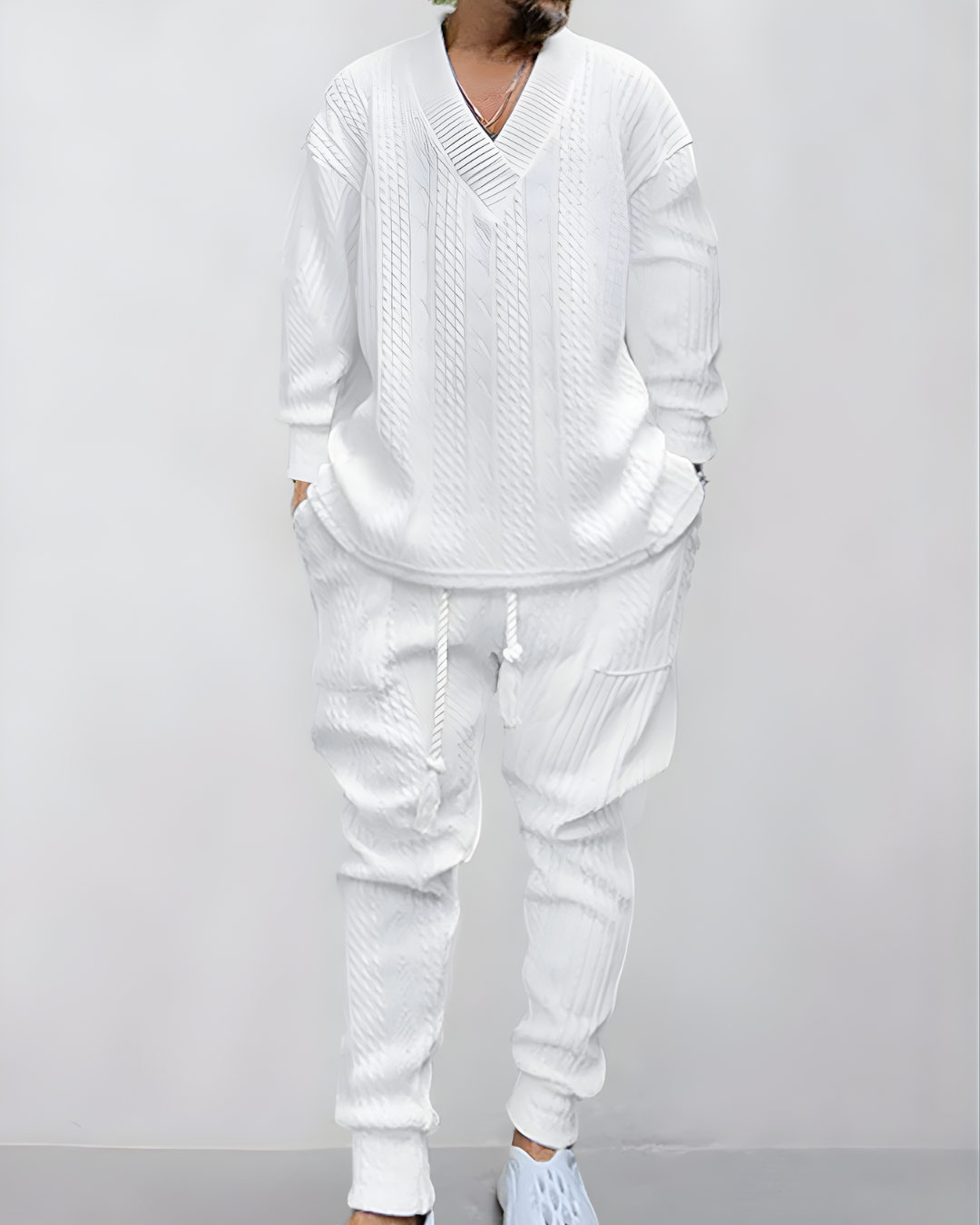 Conjunto de Dos Piezas con Textura Jacquard de Trenzado para Hombre®