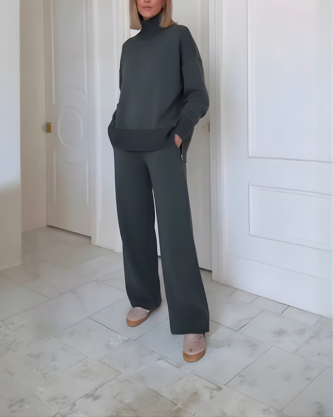 Conjunto de dos piezas con camiseta ancha y pantalones anchos para mujer