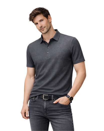 Polo de Punto Premium con Textura Micro-Estructural y Acabado Transpirable para Hombre