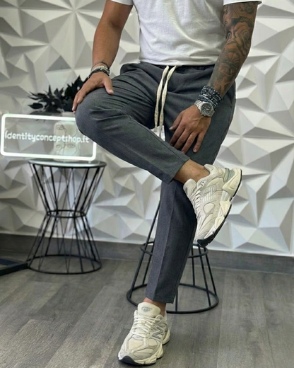 Pantalón Casual de Corte Relajado con Cintura Elástica Para Hombre