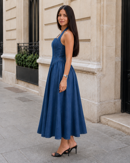 Vestido Midi Denim con Falda Amplia®