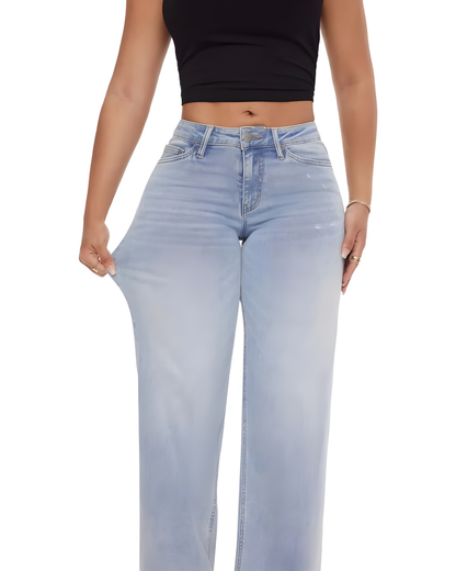 Pantalón amplio de cintura elástica con efecto realce para mujer®