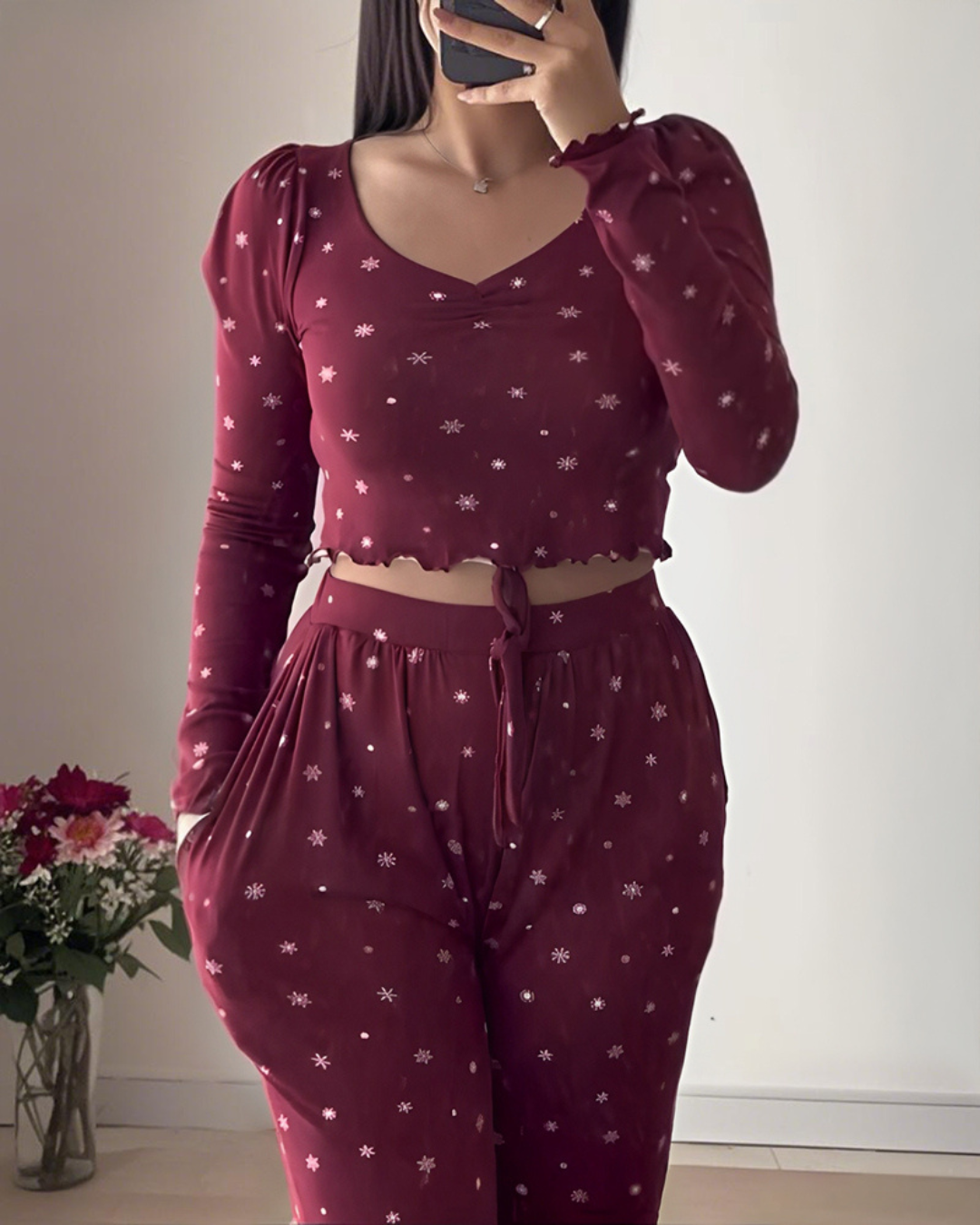 Conjunto Casual  para Mujer en Vinotinto Comodidad y Estilo con Detalles que Destaca