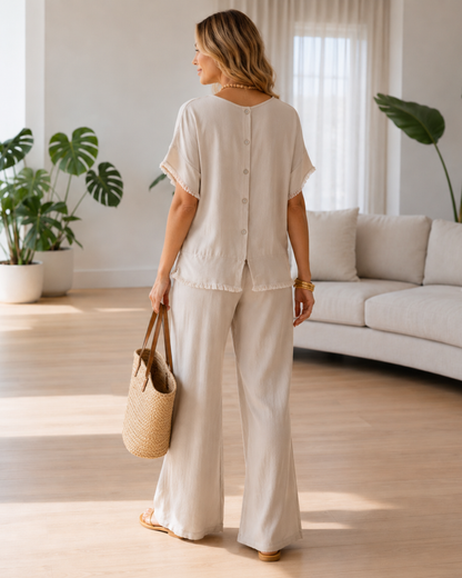 Conjunto Fluido de Blusa y Pantalón