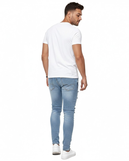 Jeans Skinny con Roturas de Estilo Urbano Para Hombre®