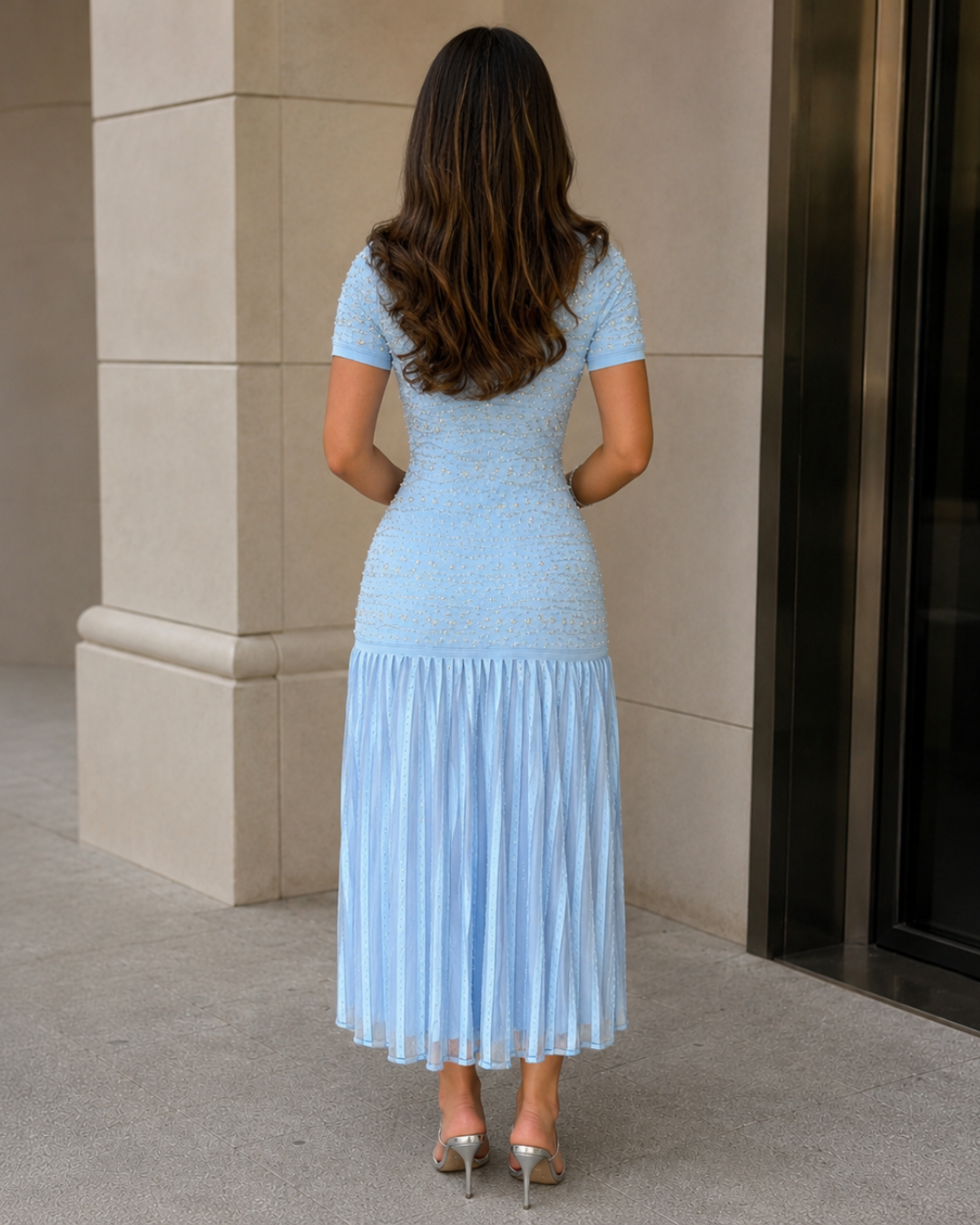 Vestido Midi con Detalles Aplicados®