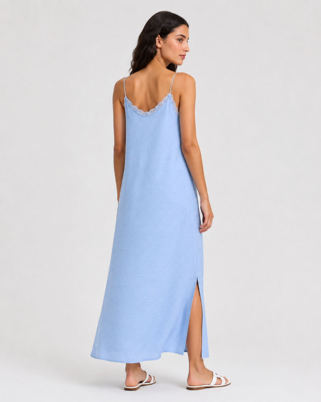 Vestido Lencero Largo con Encaje®