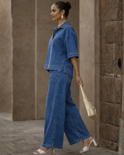 Conjunto Oversize de Denim Estilo Urbano