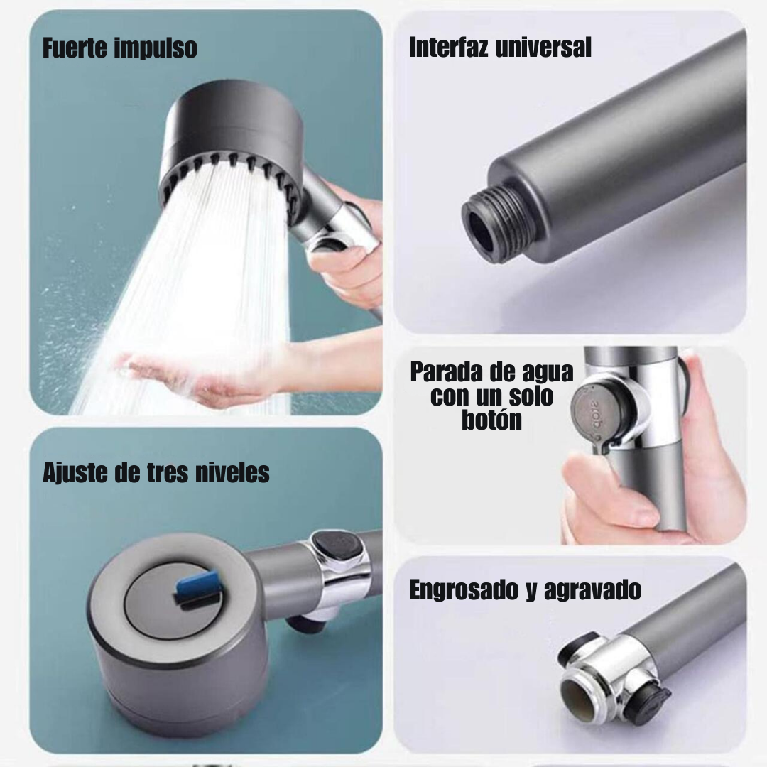 Cabezal para Ducha de alta presión con masaje y triple ajuste de flujo®