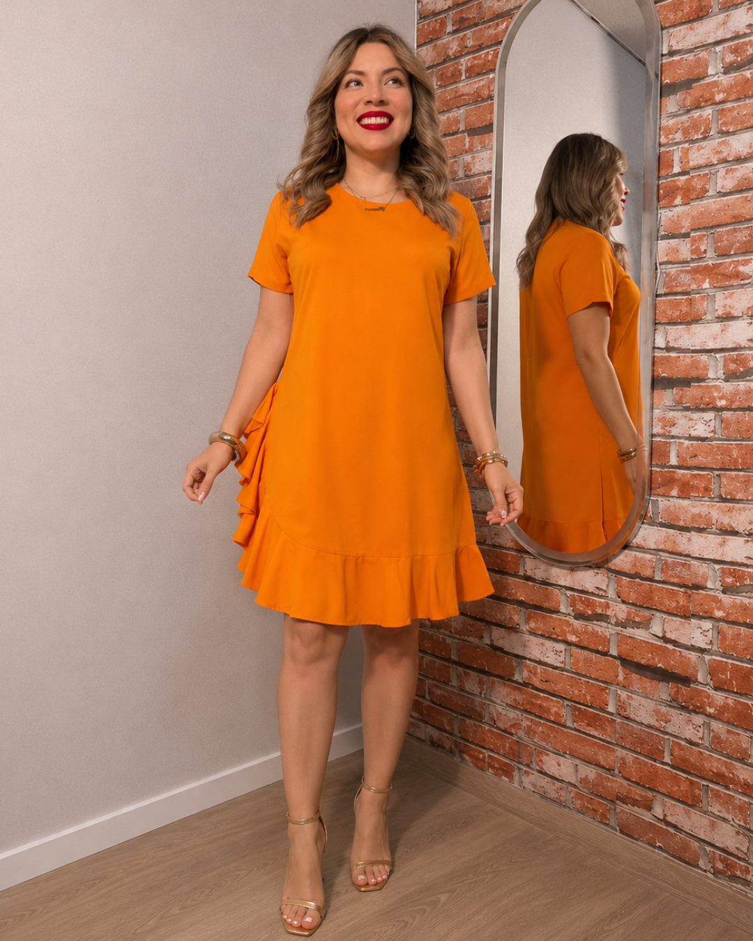Vestido Midi Fluido con Volante Inferior®