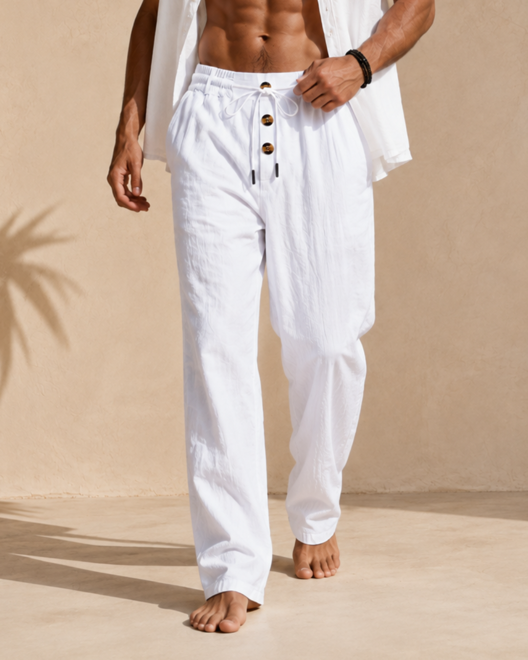 Pantalón de Lino Transpirable de Corte Recto®