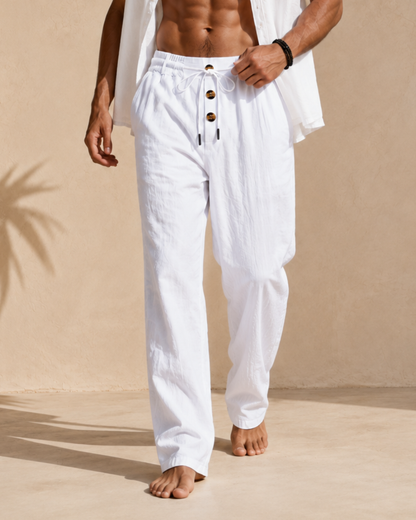 Pantalón de Lino Transpirable de Corte Recto®