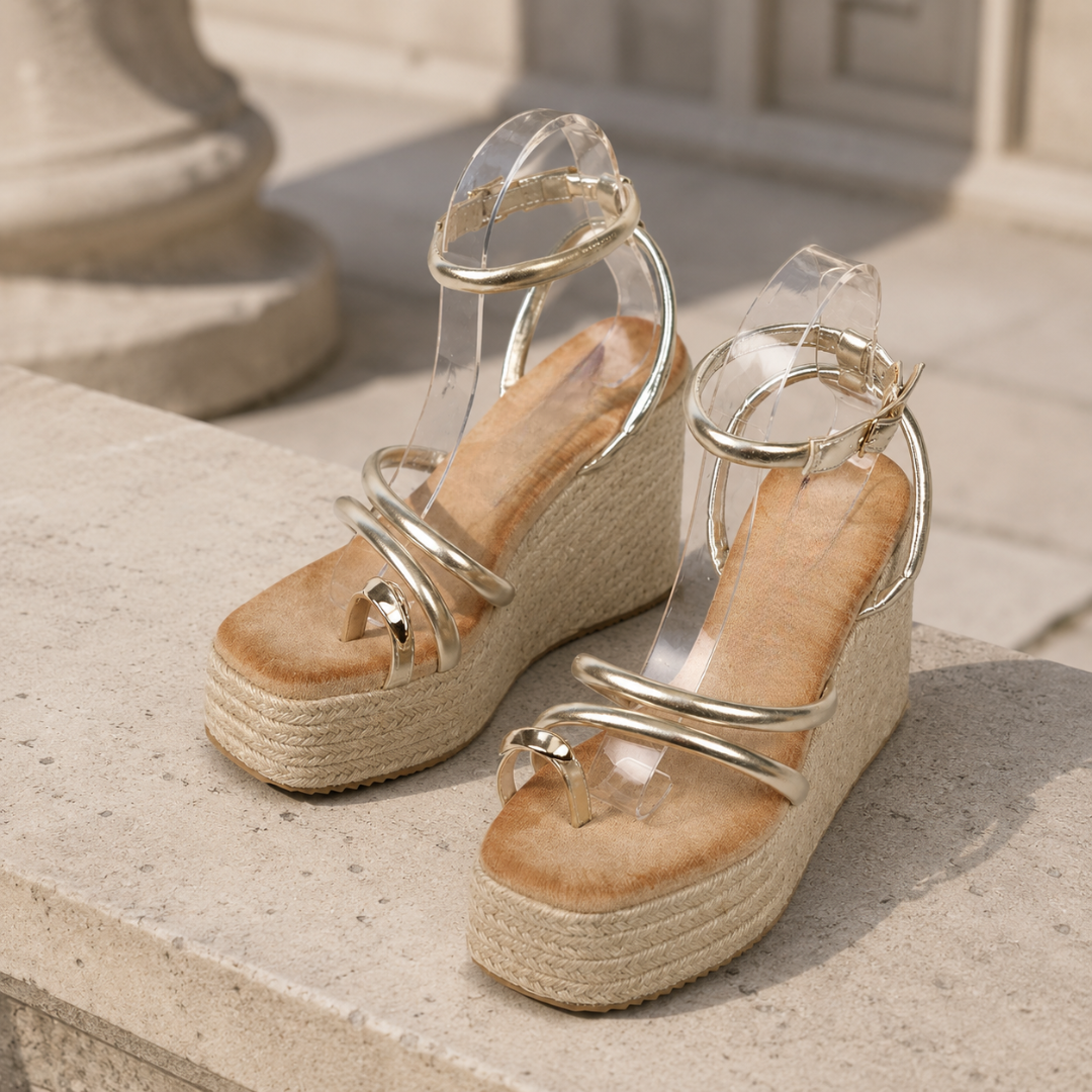 Sandalias de Cuña con Plataforma Trenzada