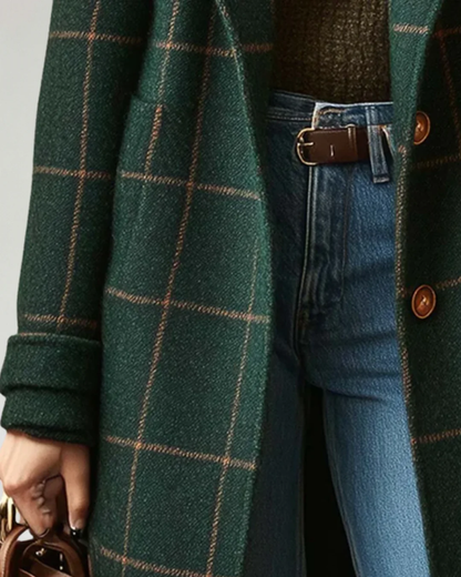Abrigo Clásico a Cuadros de Estilo Atemporal y Refinado para Mujer