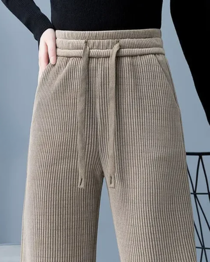 Pantalones anchos de terciopelo informales para mujer