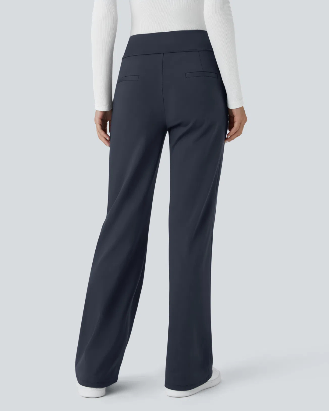 Pantalon de Cintura Alta para Mujer con Bolsillos Laterales con Cremallera
