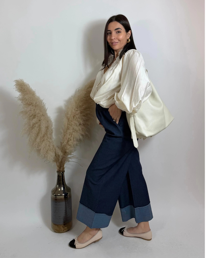 Pantalón Culotte Efecto Denim