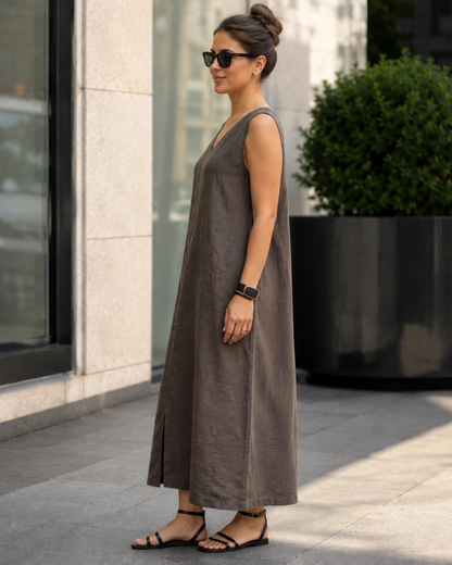 Vestido Sin Mangas con Escote en Pico
