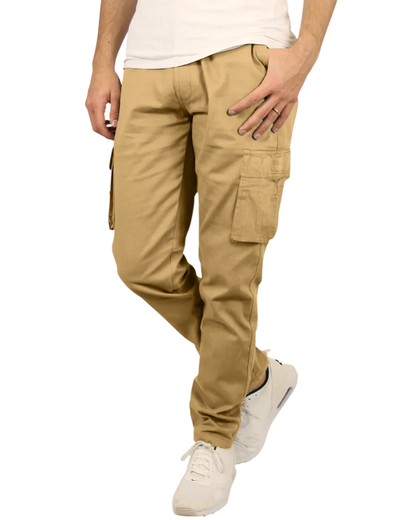 Pantalones cargo de algodón elástico para hombre