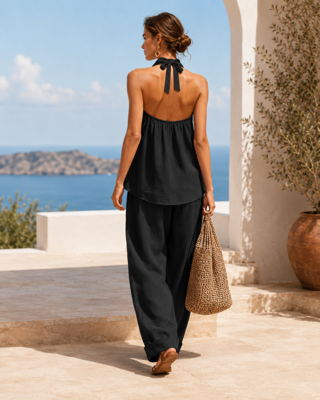 Conjunto de Top Halter y Pantalón Ancho