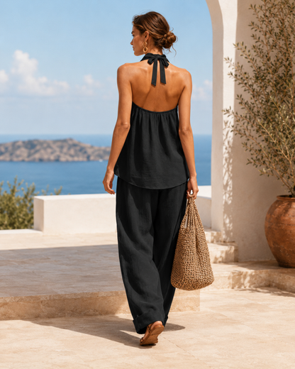 Conjunto de Top Halter y Pantalón Ancho
