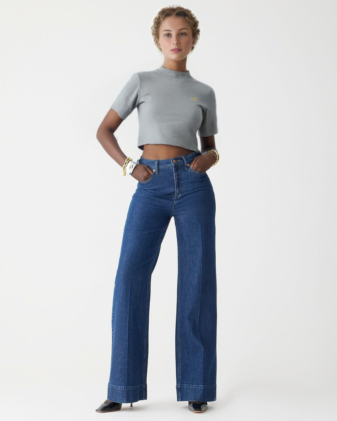 Pantalón de Cintura Alta y Corte Ancho