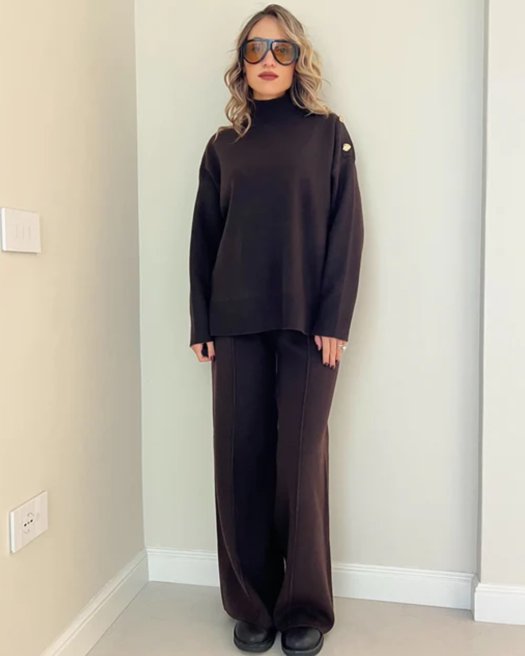 Conjunto de punto sofisticado para mujer