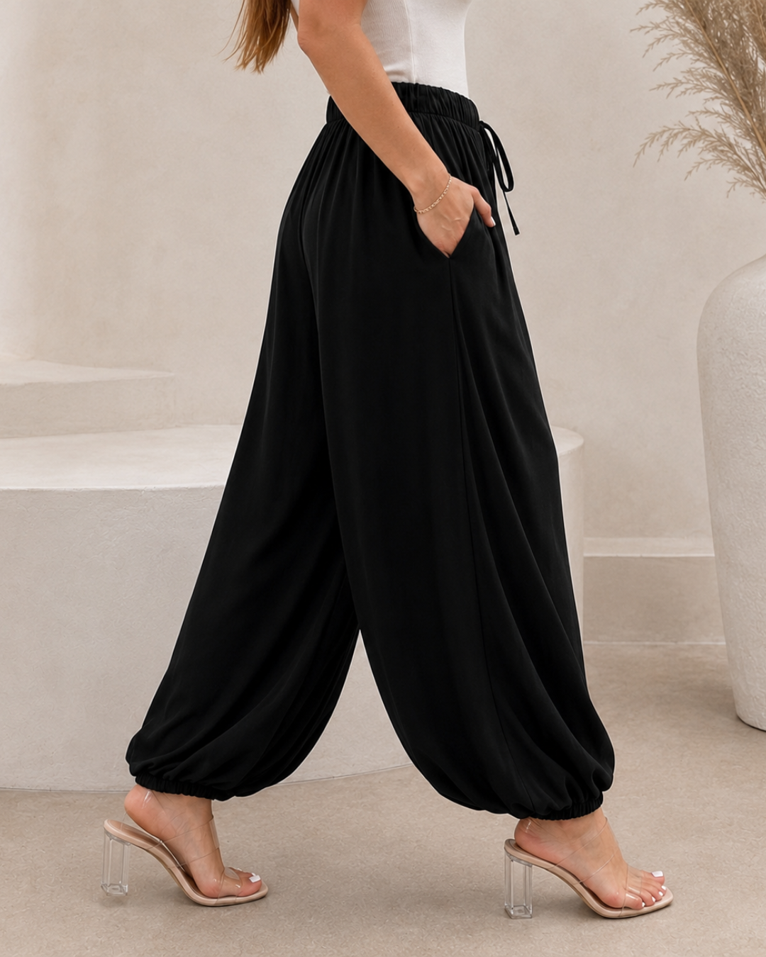 Pantalón Bombacho Fluido con Cintura Ajustable®