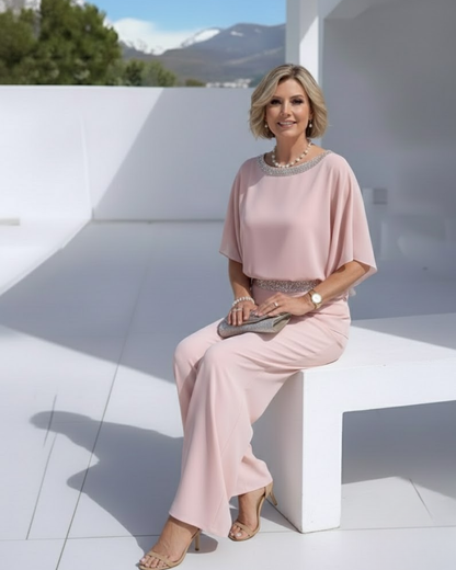 Conjunto Elegante de Dos Piezas con Detalles de Lentejuelas Para Mujer
