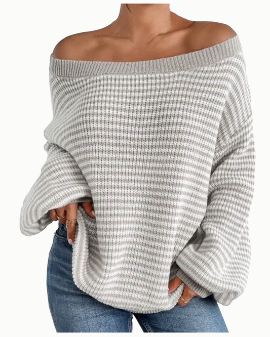 Suéter de Punto Oversize de Manga Larga con Hombros Descubiertos para Mujer®