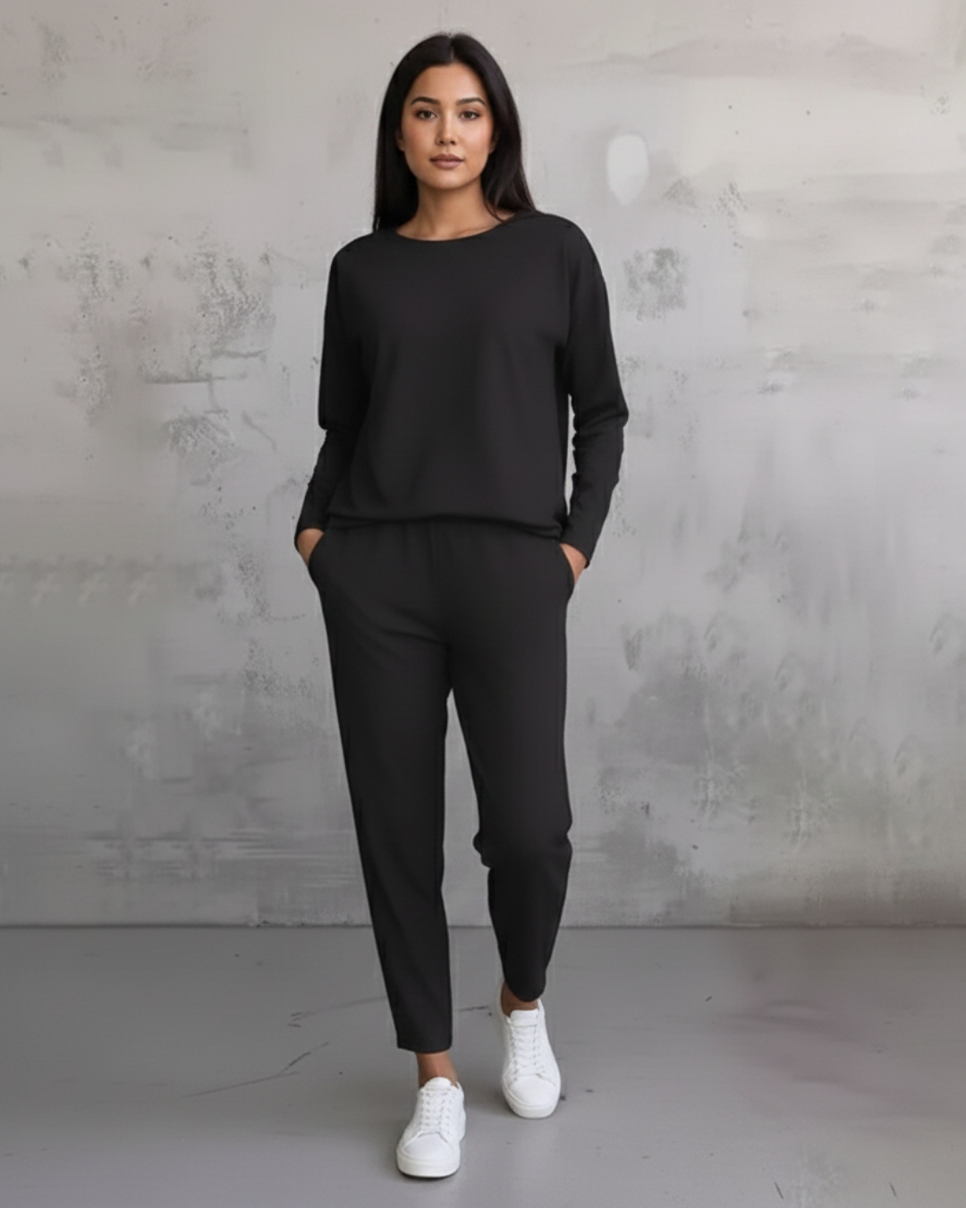 Conjunto de camiseta de manga larga y pantalones informales para mujer