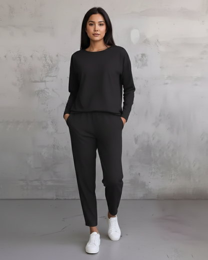 Conjunto de camiseta de manga larga y pantalones informales para mujer
