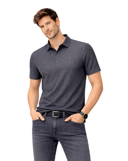 Polo de Punto Premium con Textura Micro-Estructural y Acabado Transpirable para Hombre