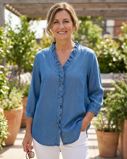 Blusa Fluida con Cuello en V