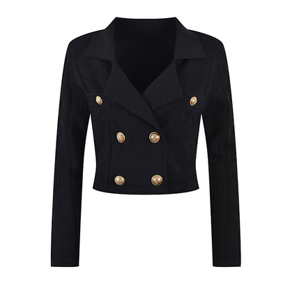 Chaqueta Blazer Versalles Elegante con Botones Dorados y Relieve