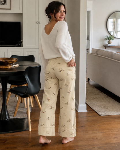 Pantalones de Corte Recto Estampados con Cintura Favorecedora