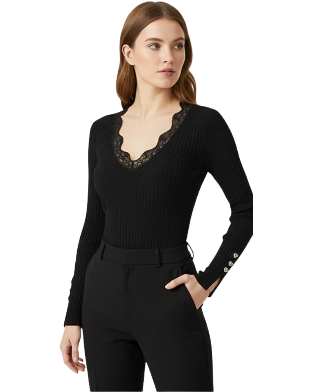 Blusa Elegante con Detalles de Encaje