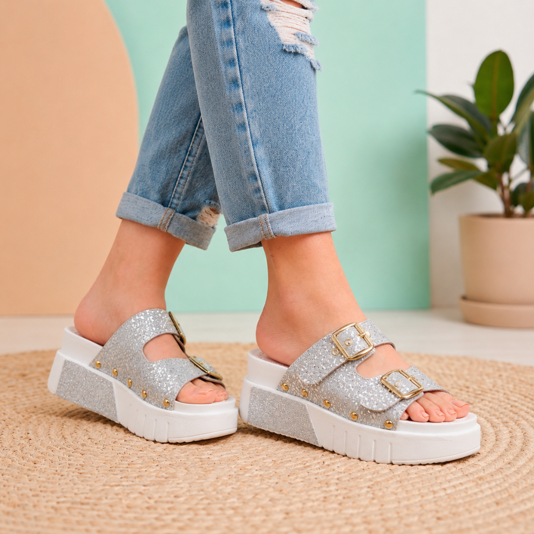 Sandalias de Plataforma con Brillos