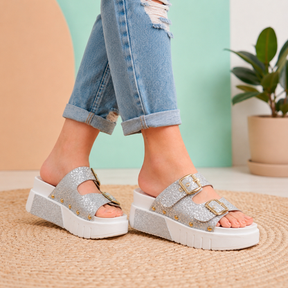 Sandalias de Plataforma con Brillos