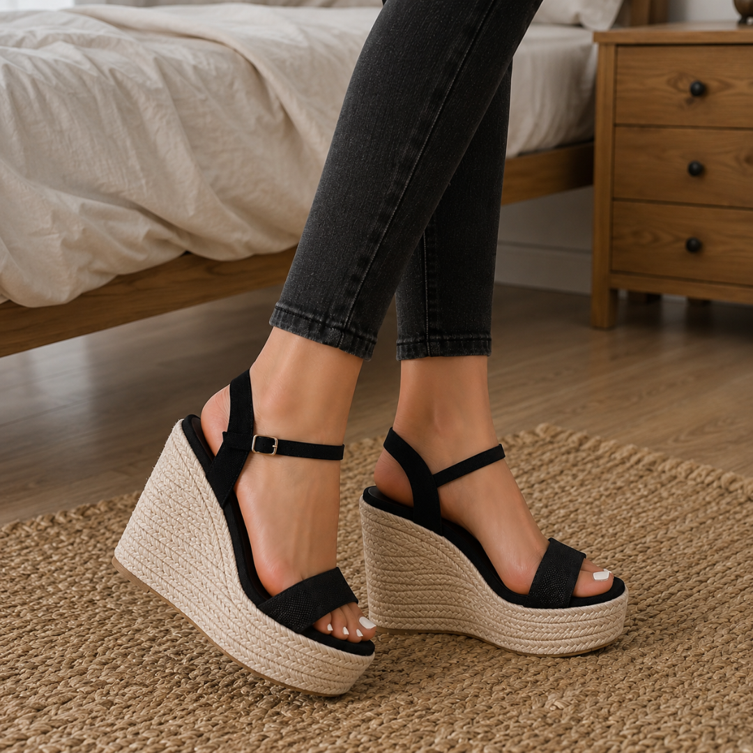 Sandalias de Cuña con Plataforma Trenzada