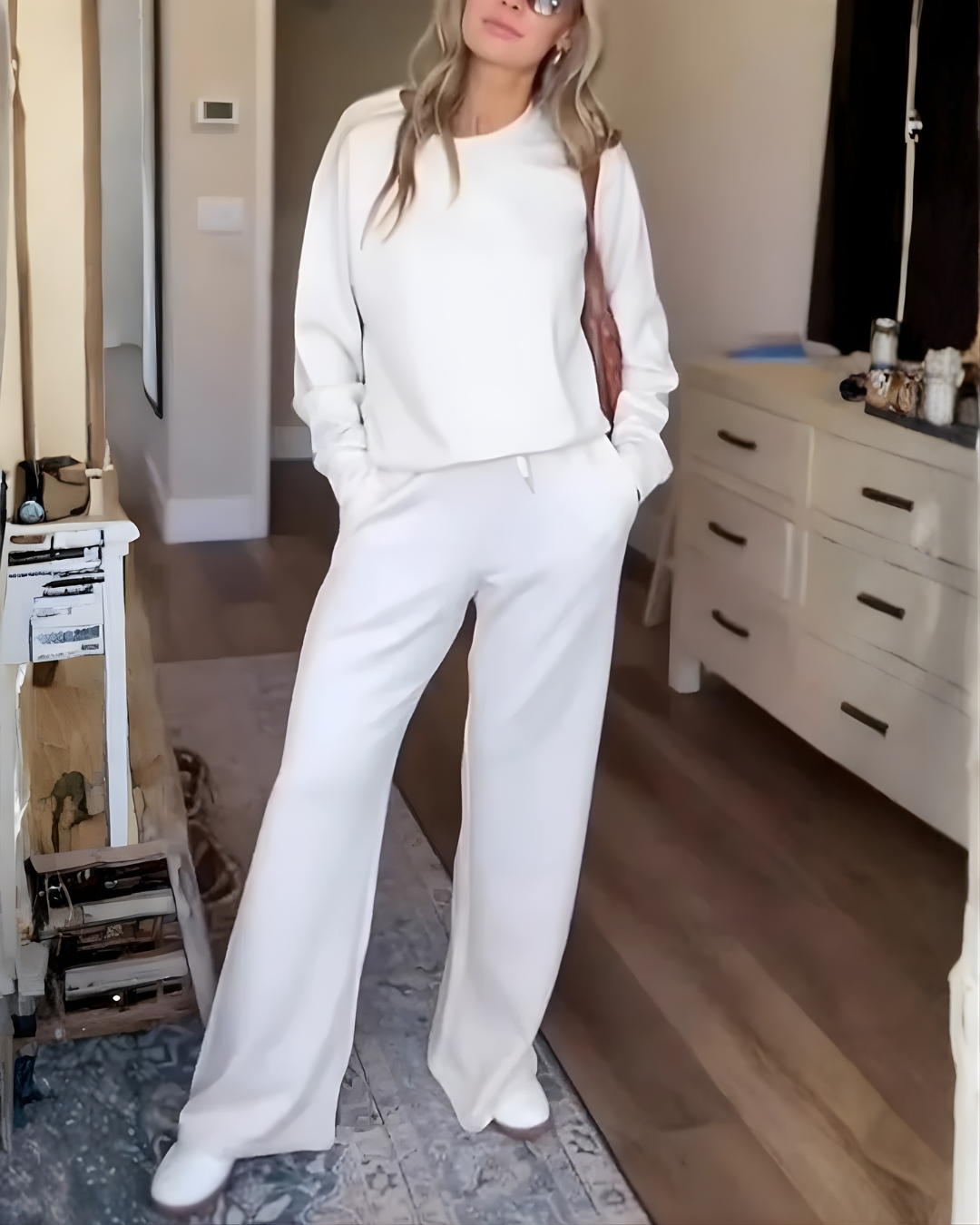 Conjunto Casual de Dos Piezas con Diseño de Cuello Redondo Para Mujer