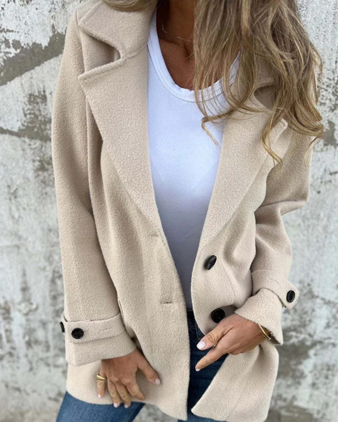Chaqueta elegante informal de otoño con cuello entallado®