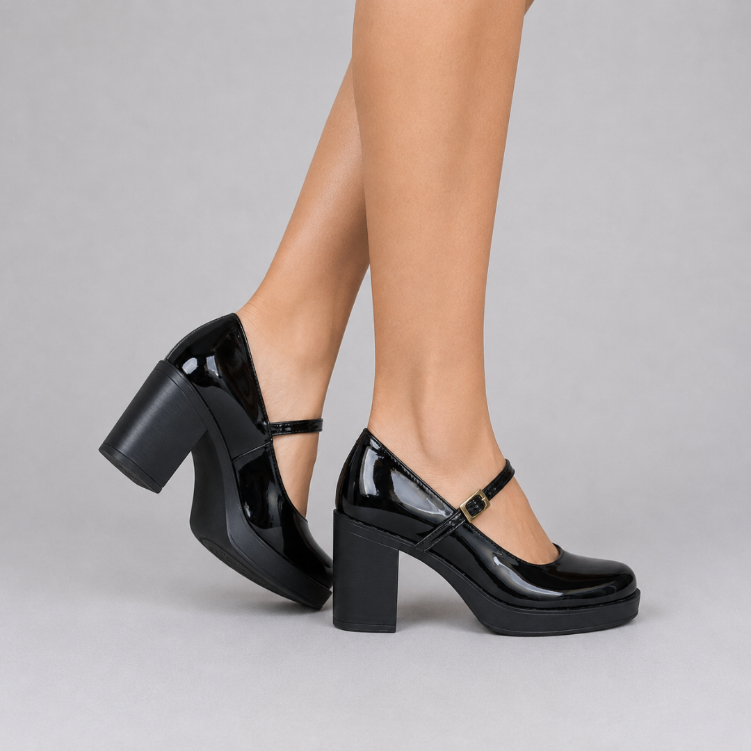 Tacones acharolados con plataforma®