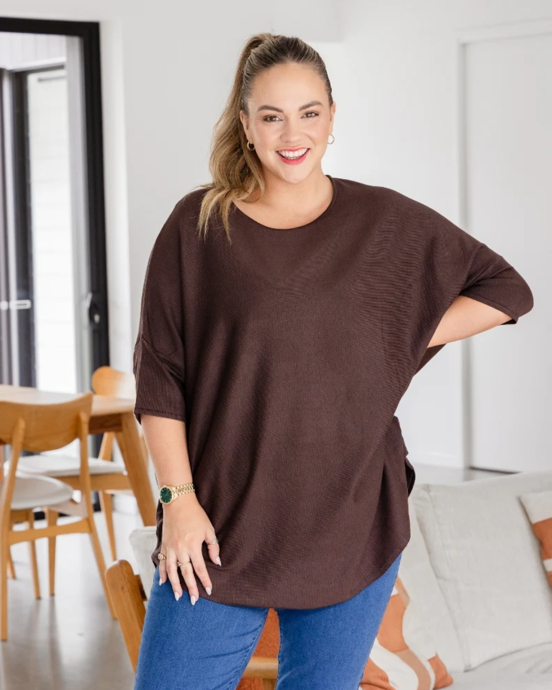 Jersey de Punto de Corte Fluido para Mujer