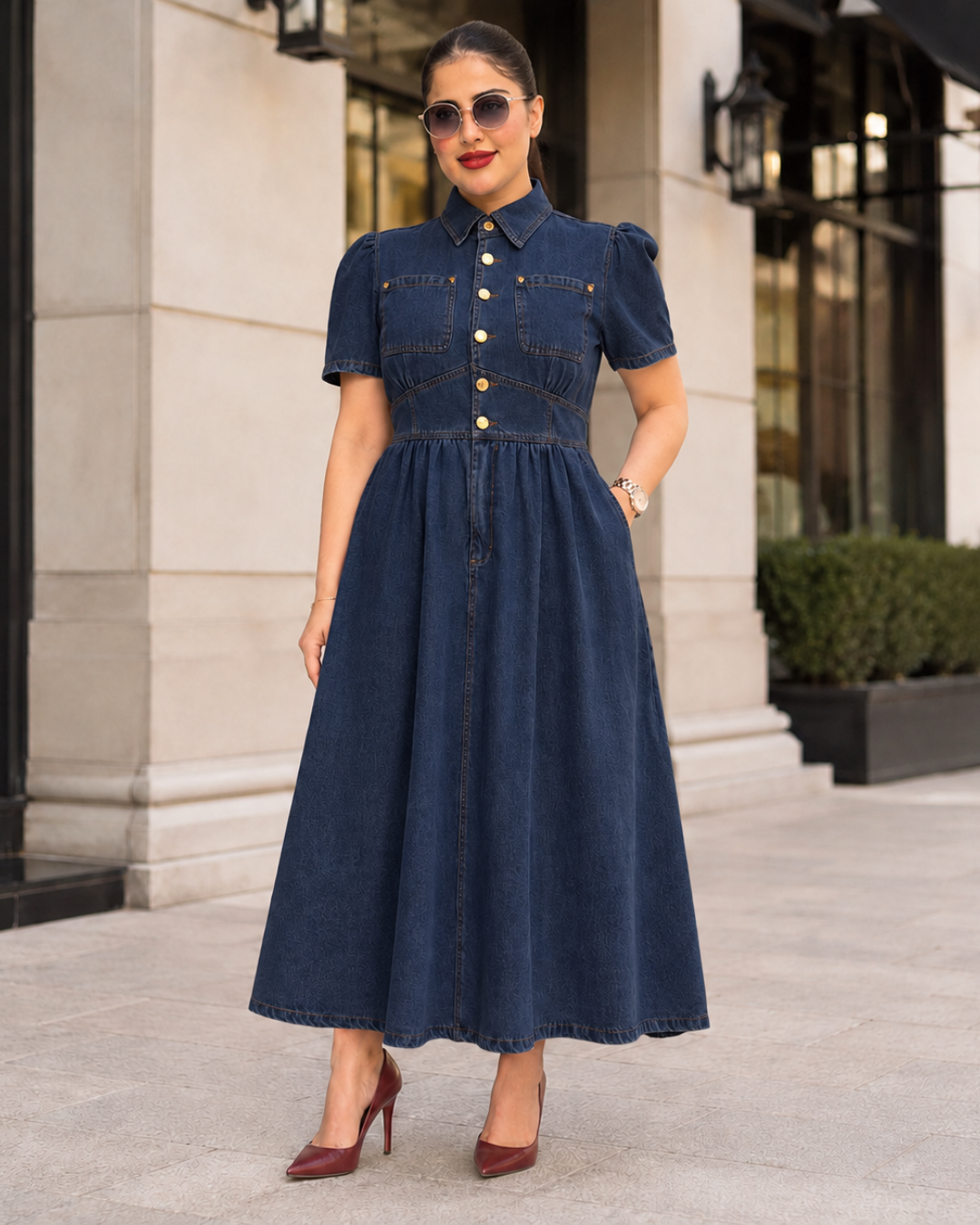 Vestido Midi Vaquero con Botones®