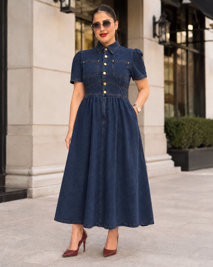 Vestido Midi Vaquero con Botones®