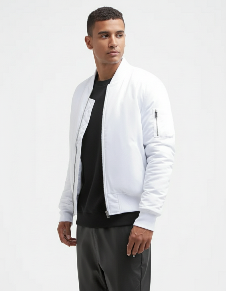 Chaqueta con Cuello Acanalado y Cierre de Cremallera para Hombre®