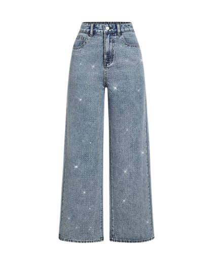 Pantalones Vaqueros de Pierna Ancha con Brillo Para Mujer®
