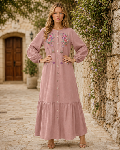 Vestido Bordado de Mangas Globo®