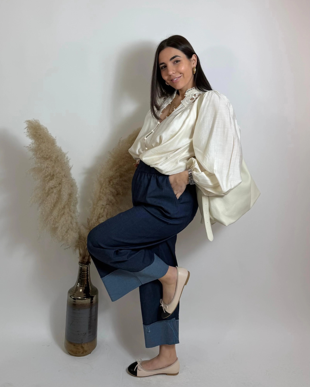 Pantalón Culotte Efecto Denim